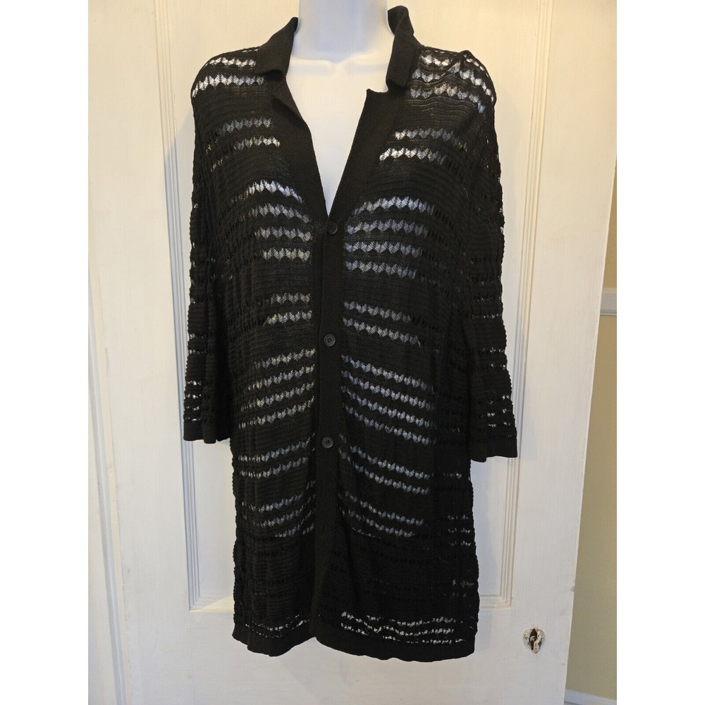 NWOT Zara Women's Size M Open Knit Long Line Cardigan / Cover Up Resort Cruise